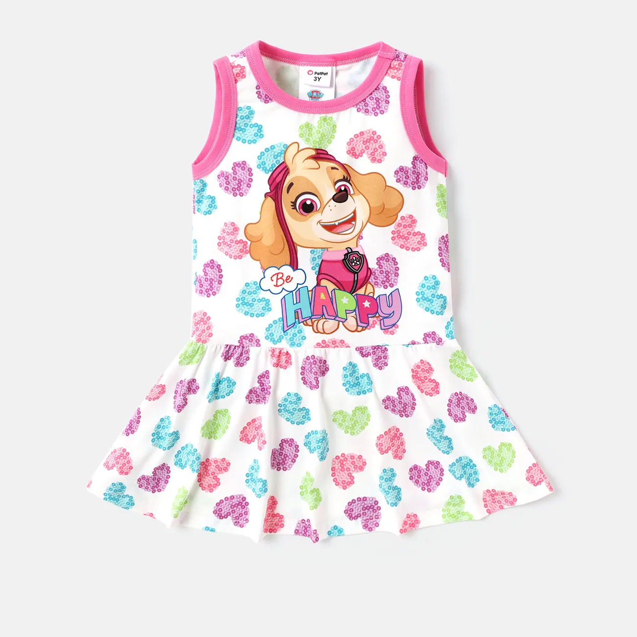 PAW Patrol Toddler Girl Heart Print Naia/Cotton Sleeveless Dress Multi-color big image 1