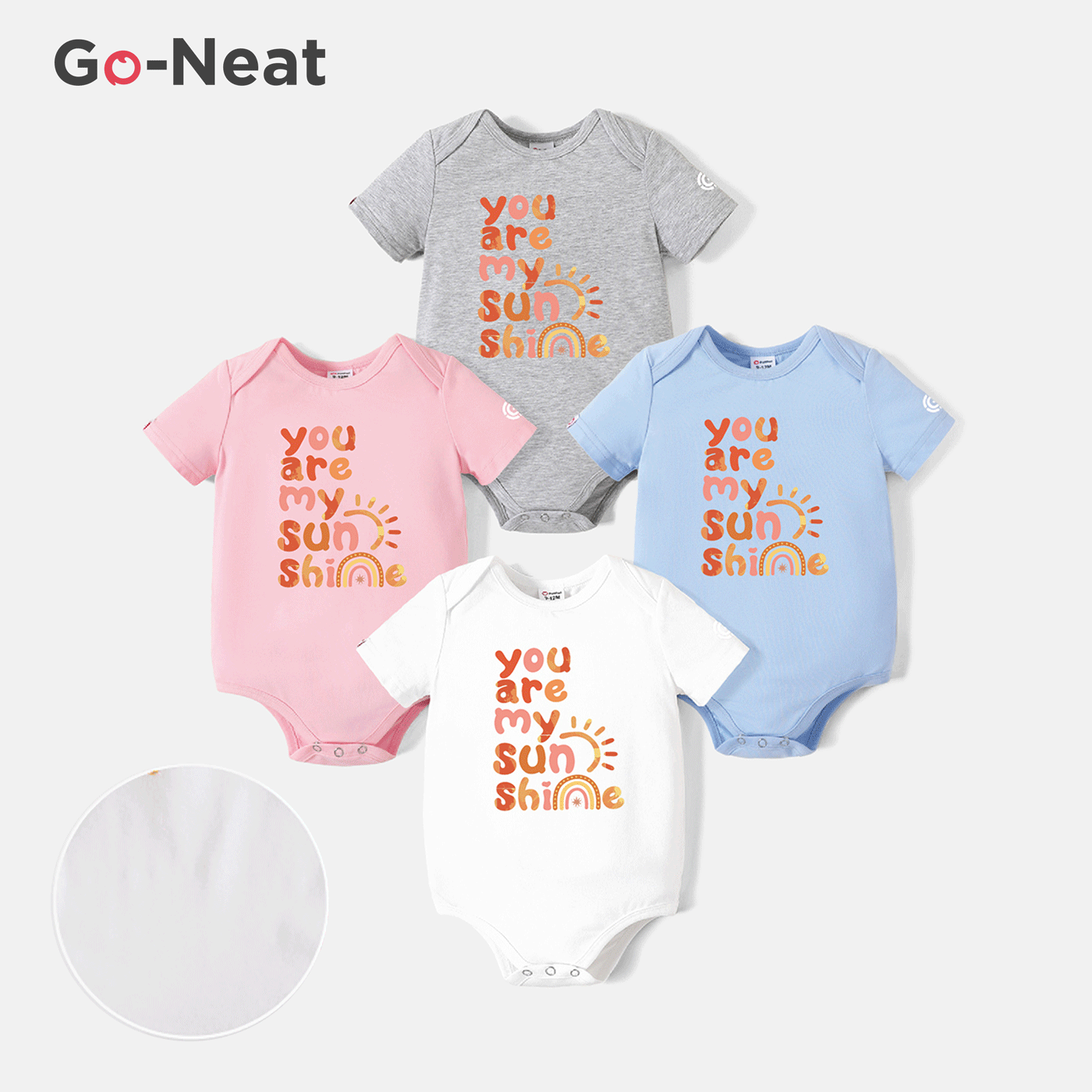 [0M-24M] Go-Neat Water Repellent and Stain Resistant Baby Boy/Girl Letter Print Short-sleeve Romper White image 2