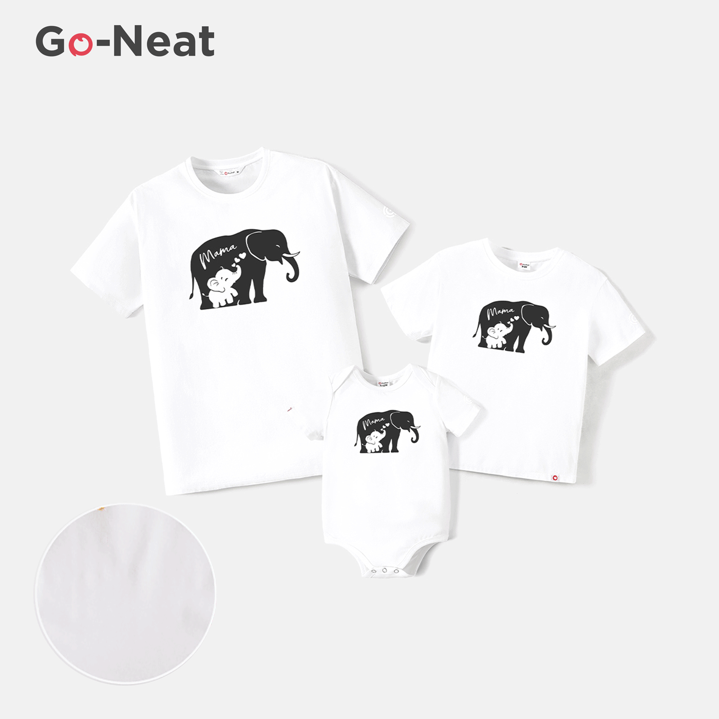 Go-Neat Resistente a manchas Conjuntos de roupa para a família Mãe e eu Estampado animal Manga curta Tops Branco big image 8
