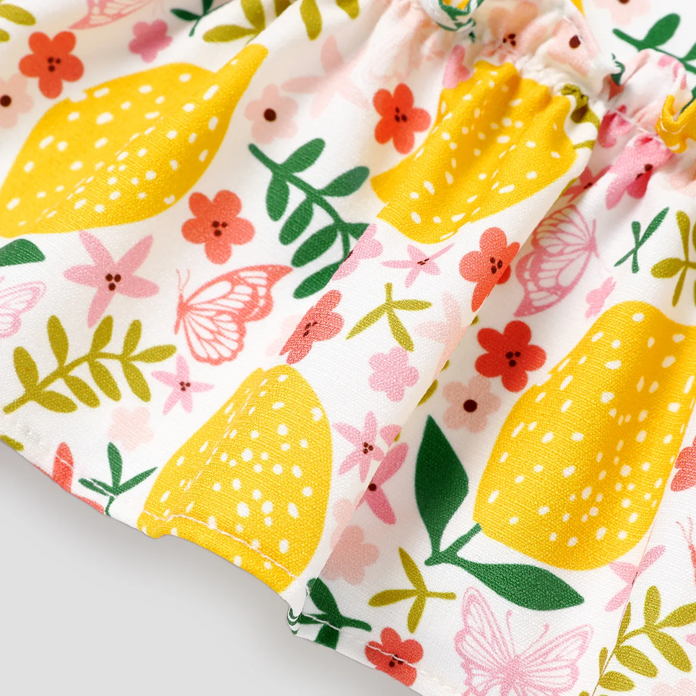 Baby Girl Allover Lemon Print Ruffled Hem Cami Dress Pink image 4