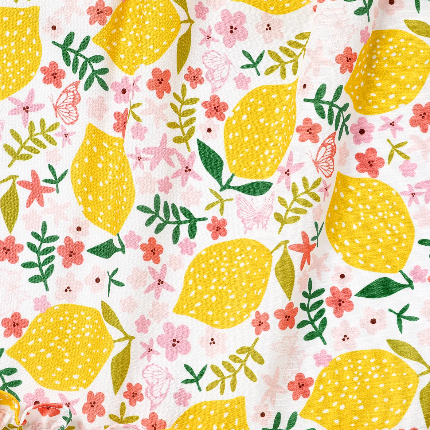 Baby Girl Allover Lemon Print Ruffled Hem Cami Dress Pink image 5