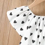 3pcs Toddler Girl Heart Print Off Shoulder Blouse and Denim Shorts & Headband Set  image 5