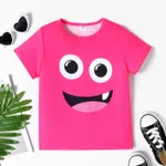 Kid Boy/Kid Girl Face Graphic Print Short-sleeve Tee Hot Pink