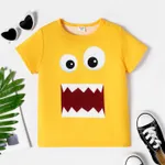 Kinder Unisex Gesichtsausdrücke Kurzärmelig T-Shirts gelb