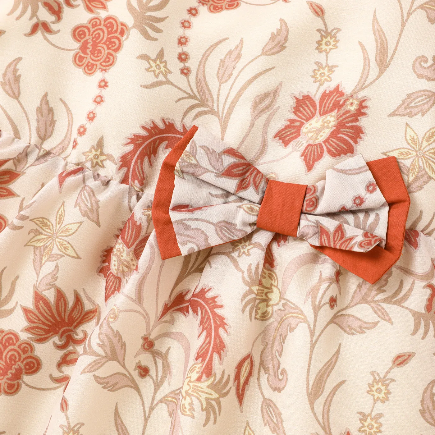 Baby Girl Floral Print Bow Front Puff-sleeve Dress  image 3