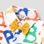Naia™ Baby Boy Allover Colorful Letter Print Bow Tie Decor Short-sleeve Shirt Romper  image 4