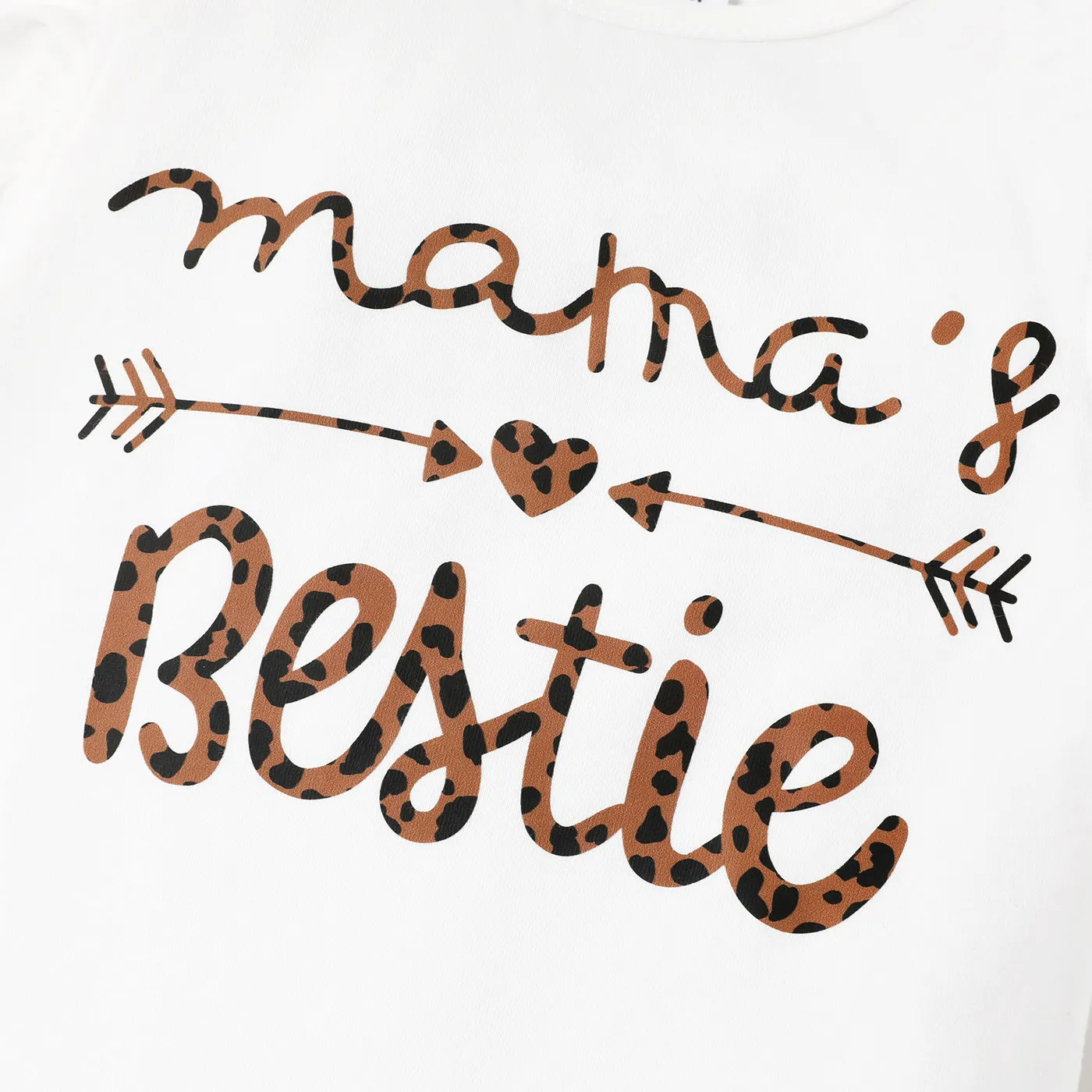 3pcs Baby Girl Cotton Flutter-sleeve Letter Graphic Romper and Leopard Print Bow Front Skirt & Headband Set  image 3