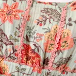 Baby Girl 100% Cotton Crepe Floral Print Lace Detail Flutter-sleeve Jumpsuit  image 3