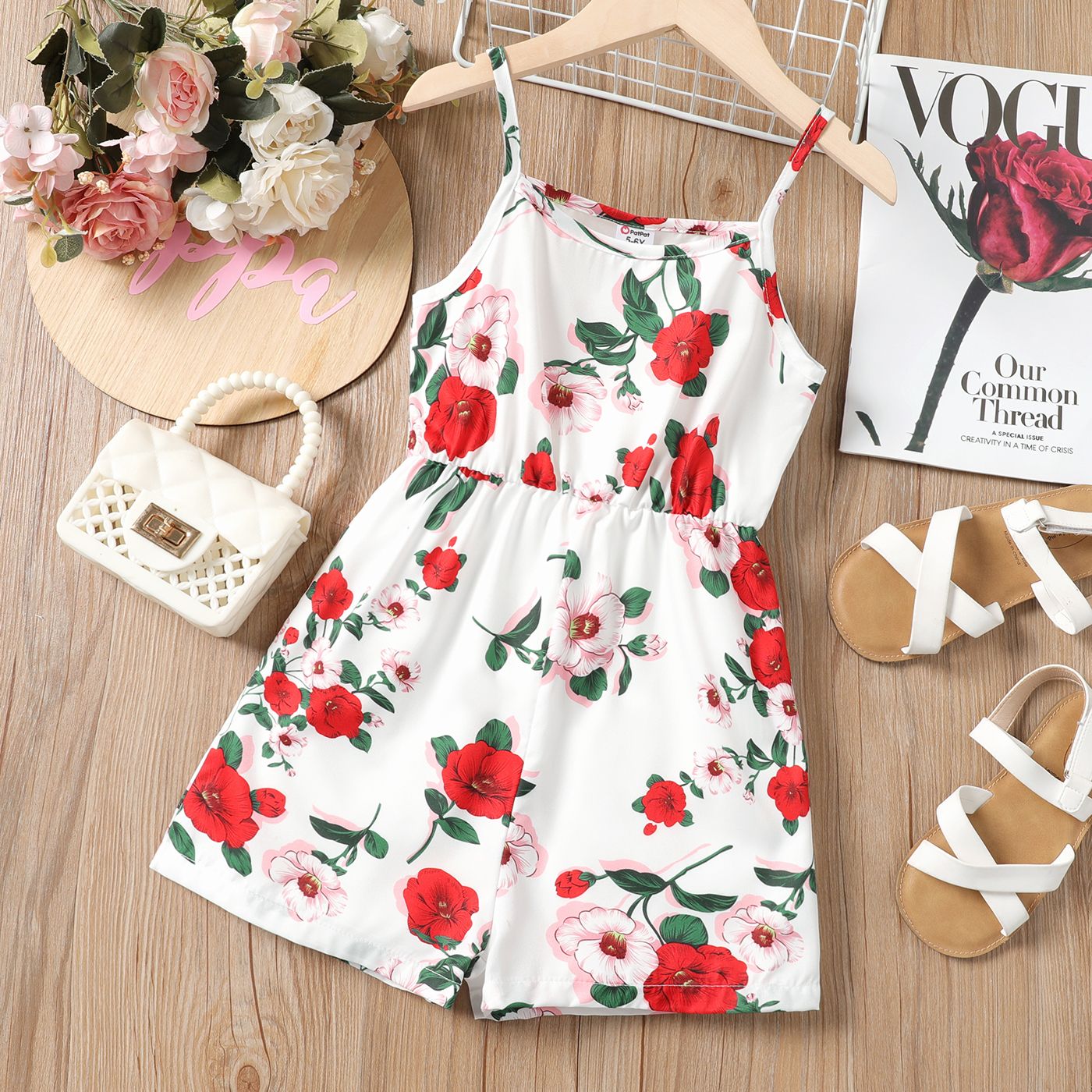

Kid Girl Allover Floral Print Slip Rompers