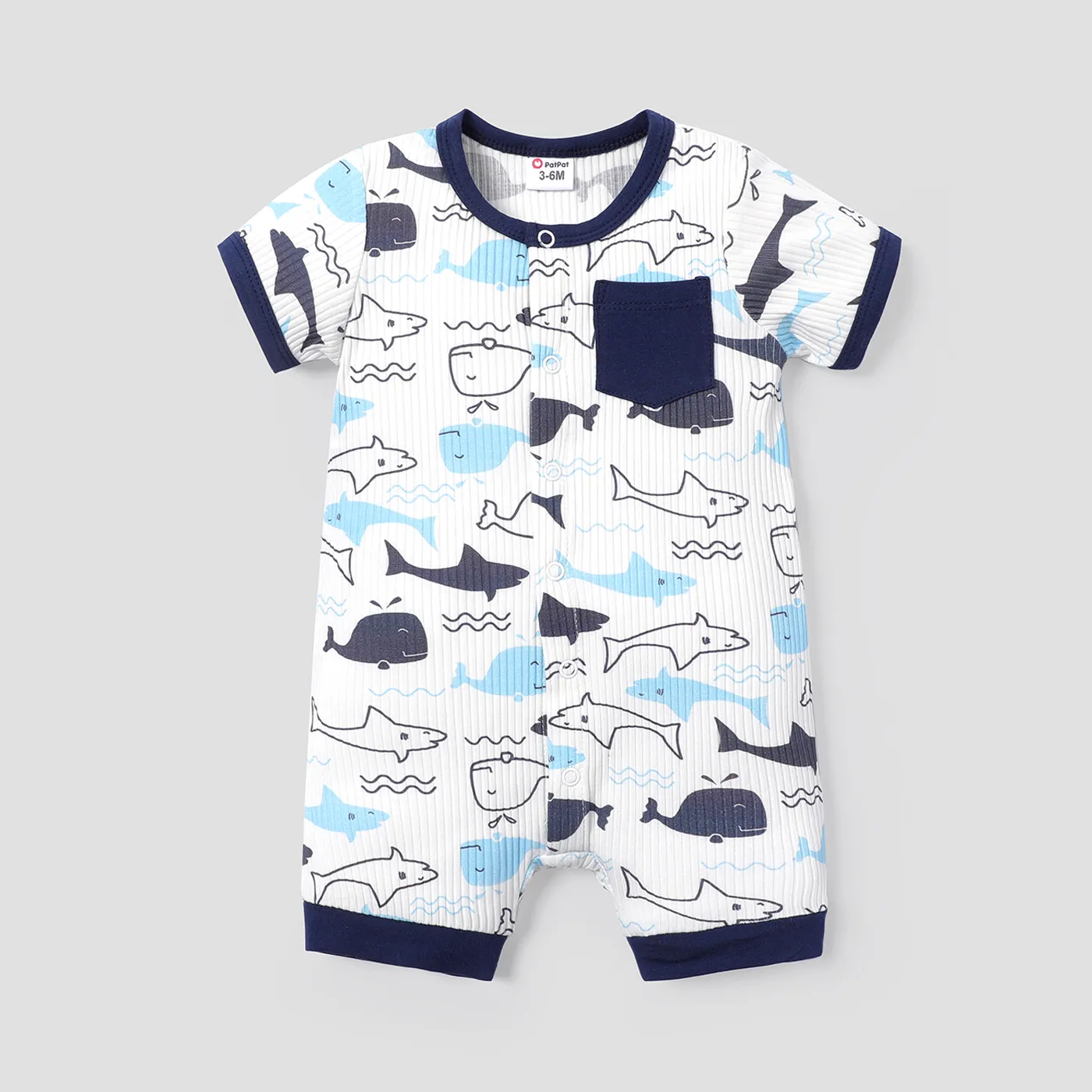 Bebé Menino Bolso cosido Infantil Manga curta Macacão curto  big image 1