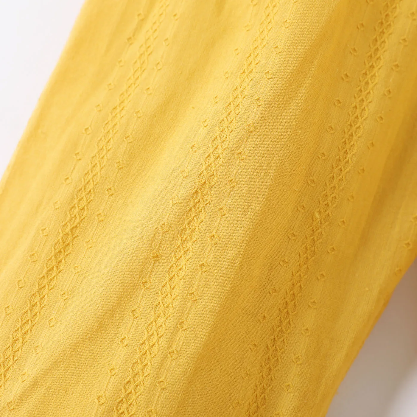 Baby Girl 100% Cotton Floral Embroidered Ruffle Trim Jumpsuit Pants Yellow image 5