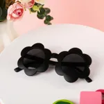 Kids Fashion Flower Shape Frame Decorative Glasses (With Glasses Case) Black