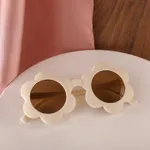 Gafas decorativas con marco en forma de flor para niños (con estuche para gafas) Beige