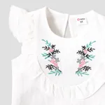 2pcs Toddler Girl 100% Cotton Butterfly Embroidered Ruffled Sleeveless Tee and Belted Shorts Set  image 3
