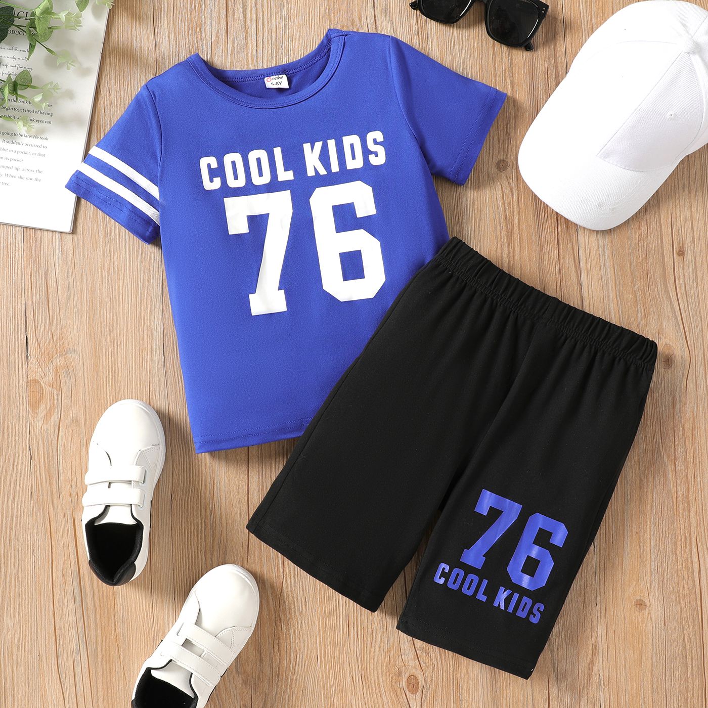 

2pcs Kid Boy Letter Print Short-sleeve Tee and Elasticized Shorts Set