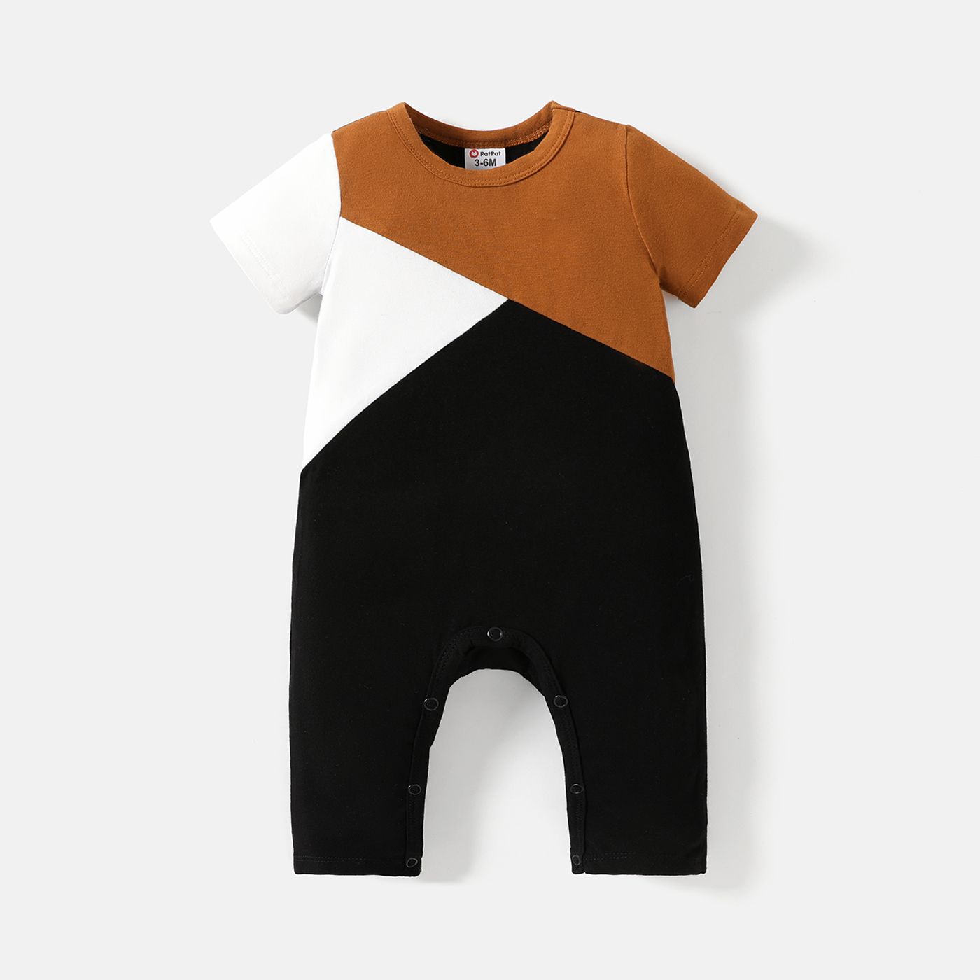 Baby Boy Cotton Short-sleeve Colorblock Jumpsuit