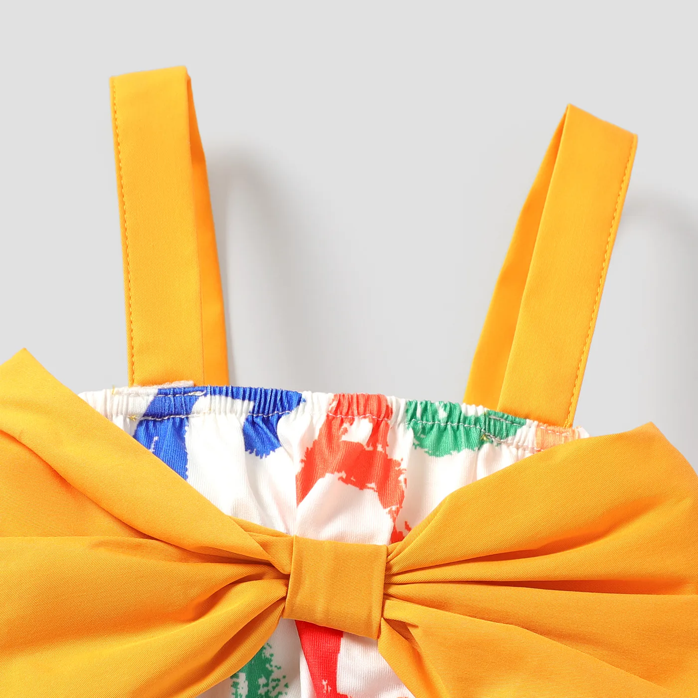 Naia™ Baby Girl Allover Colorful Letter Print Bow Front Sleeveless Romper Yellow image 4