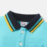 Baby Boy 100% Cotton Contrast Polo Collar Short-sleeve Romper  image 3
