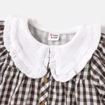 Baby Girl 100% Cotton Contrast Collar Puff-sleeve Button Dress  image 3