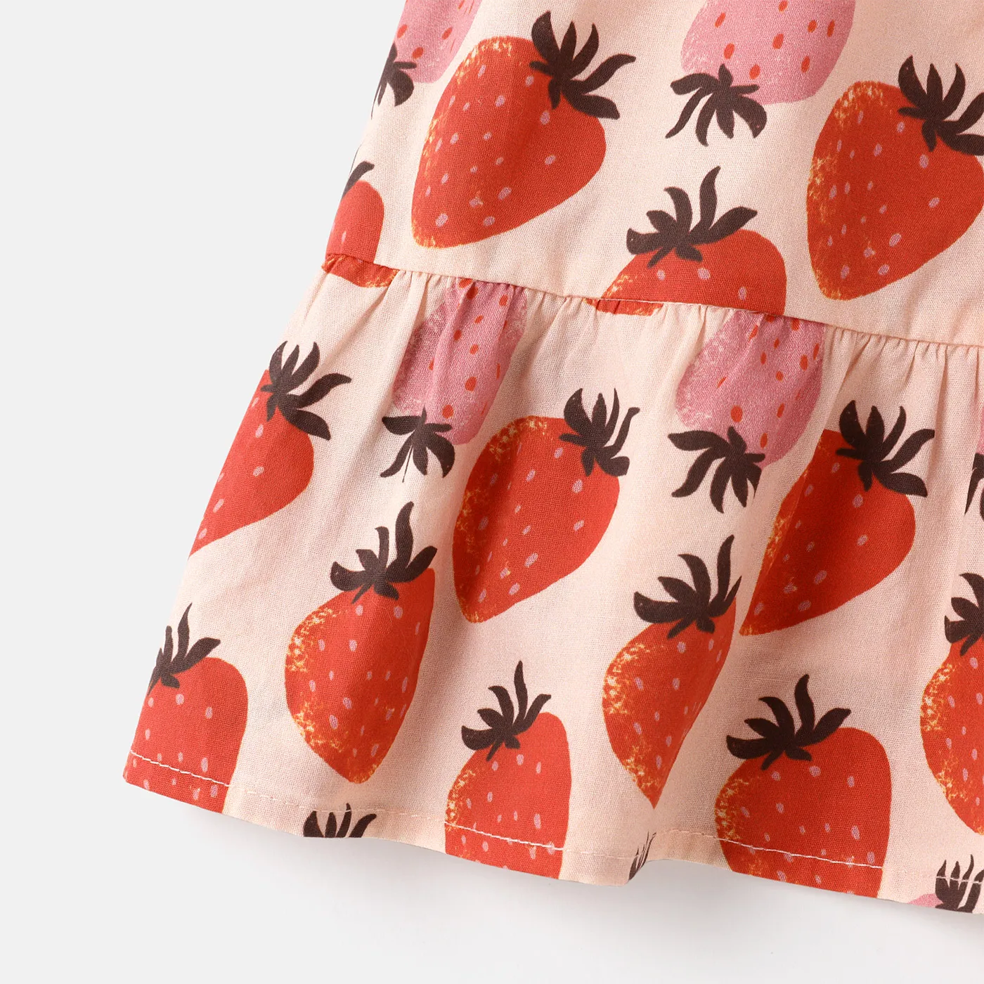Toddler Girl 100% Cotton Strawberry Print Flutter-sleeve Smocked Dress  image 6