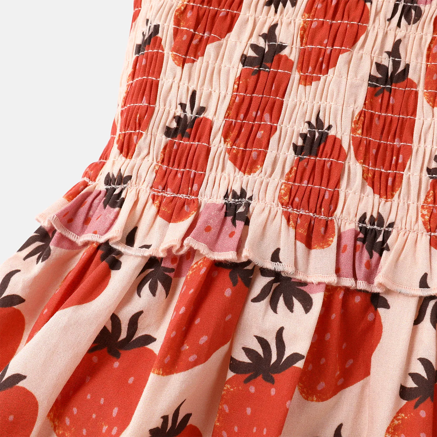 Toddler Girl 100% Cotton Strawberry Print Flutter-sleeve Smocked Dress  image 5