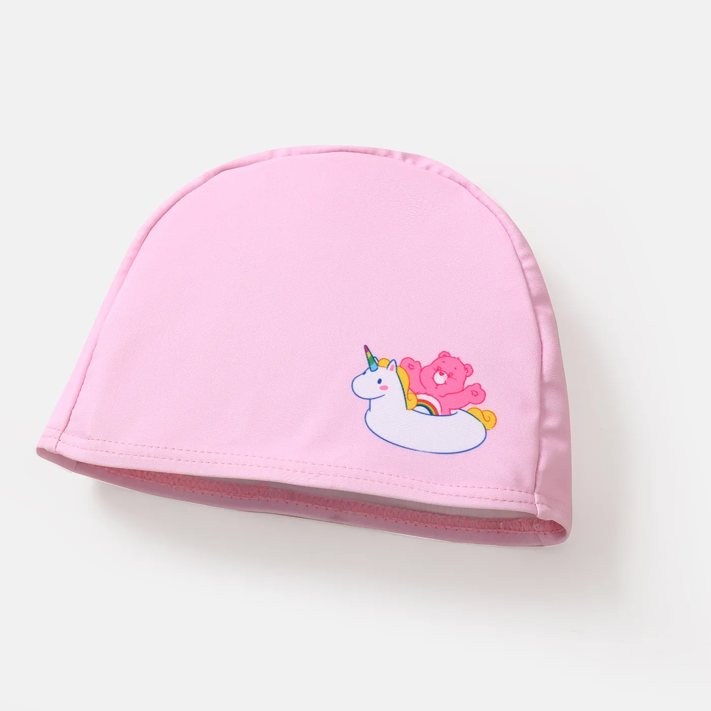 Care Bears Baby Girl 2pcs Bear Print Colorful Ruffle Trim One-piece Swimsuit & Cap Set  image 4
