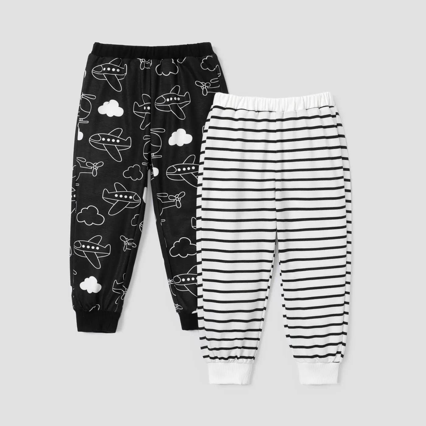 2-Pack Toddler Boy Naia  Helicopter Print/Stripe Elasticized Pants BlackandWhite big image 1