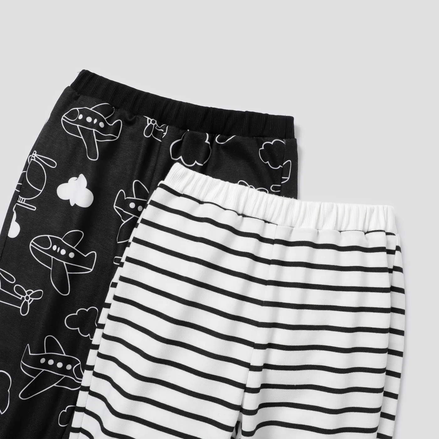 2-Pack Toddler Boy Naia  Helicopter Print/Stripe Elasticized Pants BlackandWhite image 3