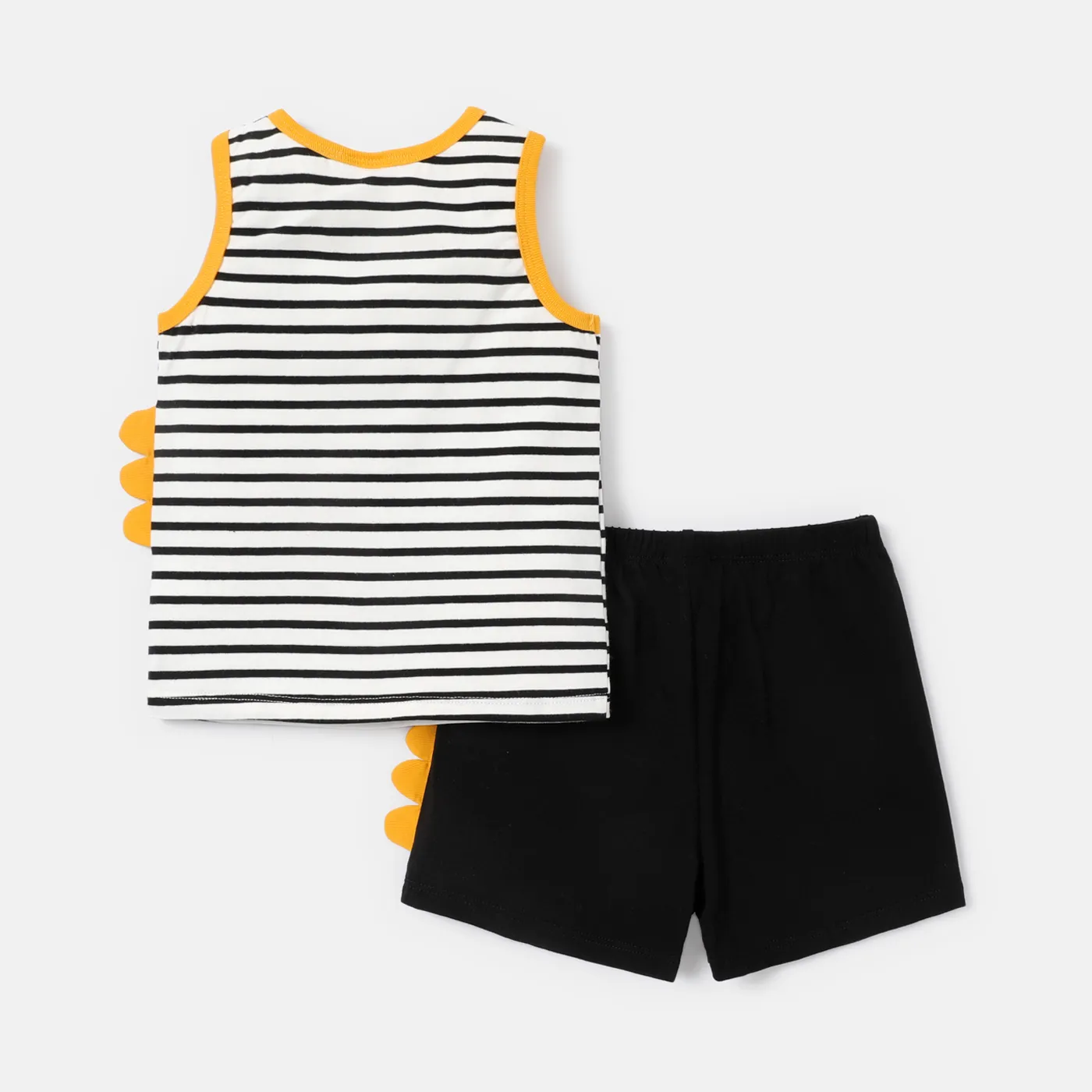 2pcs Baby Boy Cotton Striped Dinosaur Design Tank Top & Shorts Set ColorBlock image 2
