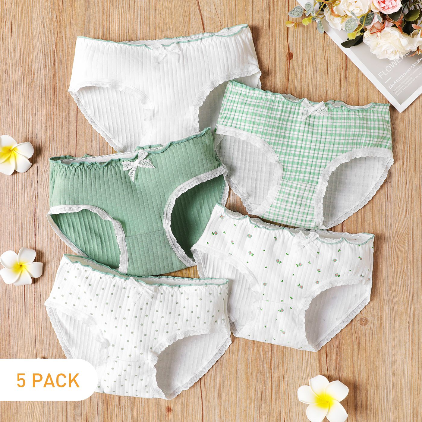 

5-Pack Kid Girl Bowknot Design Cotton Underwear