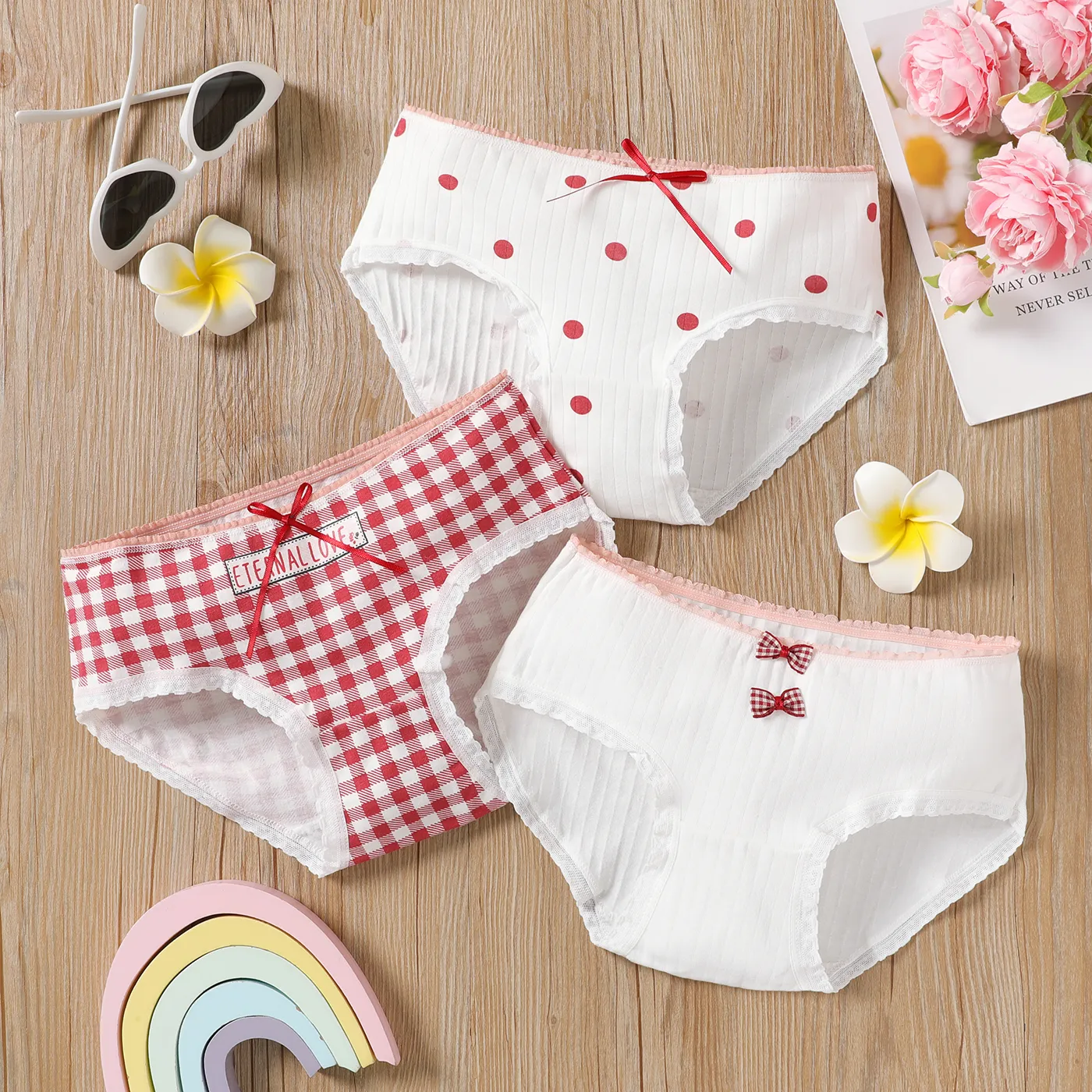 Kid Girl Bow Decor Cotton Lace Panty  image 2