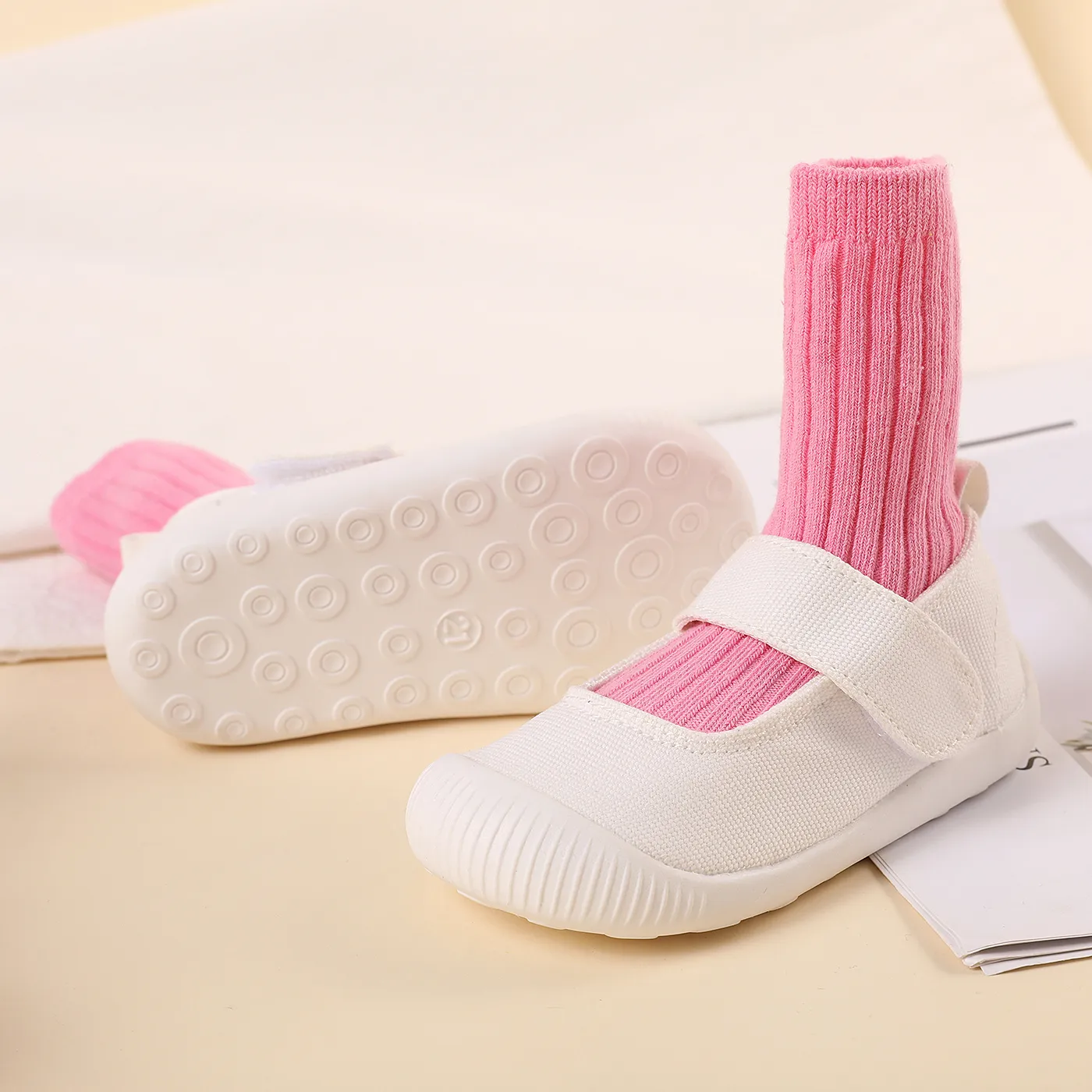 Toddler/Kid Solid Velcro Sport Shoes White big image 1