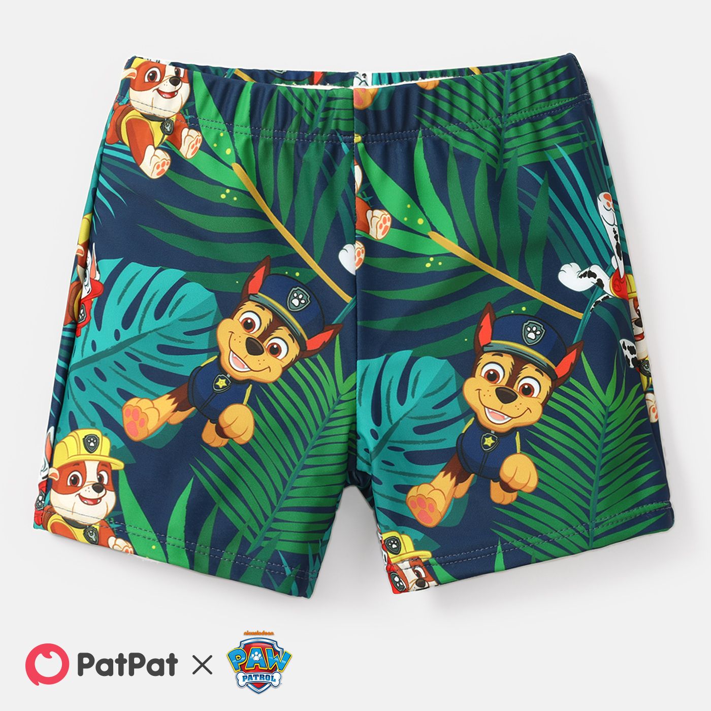 

PAW Patrol Sibling Matching Letter Graphic Ruffle Trim One-Piece Swimsuit and Allover Plant Print Swim Trunks