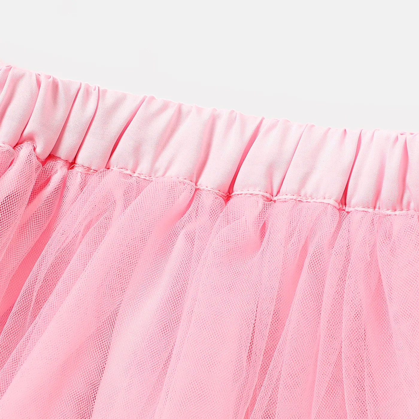 2pcs Baby Girl Allover Rainbow Print Layered Ruffled Cami Top and Mesh Tutu Skirt Set Pink image 5