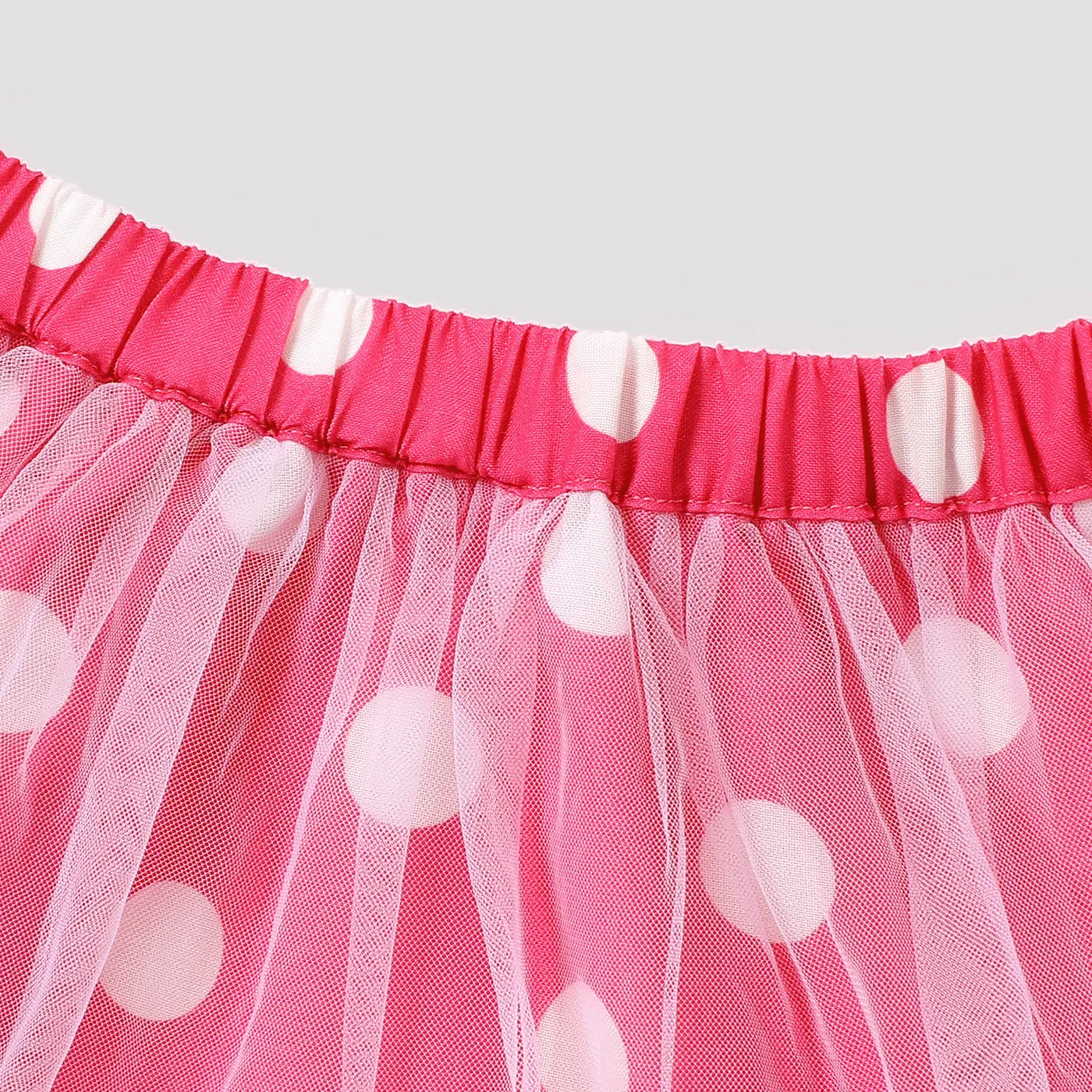 3pcs Baby Girl Flutter-sleeve Bowknot Design Rompers & Polka dots Mesh Skirt and Headband Set  image 4
