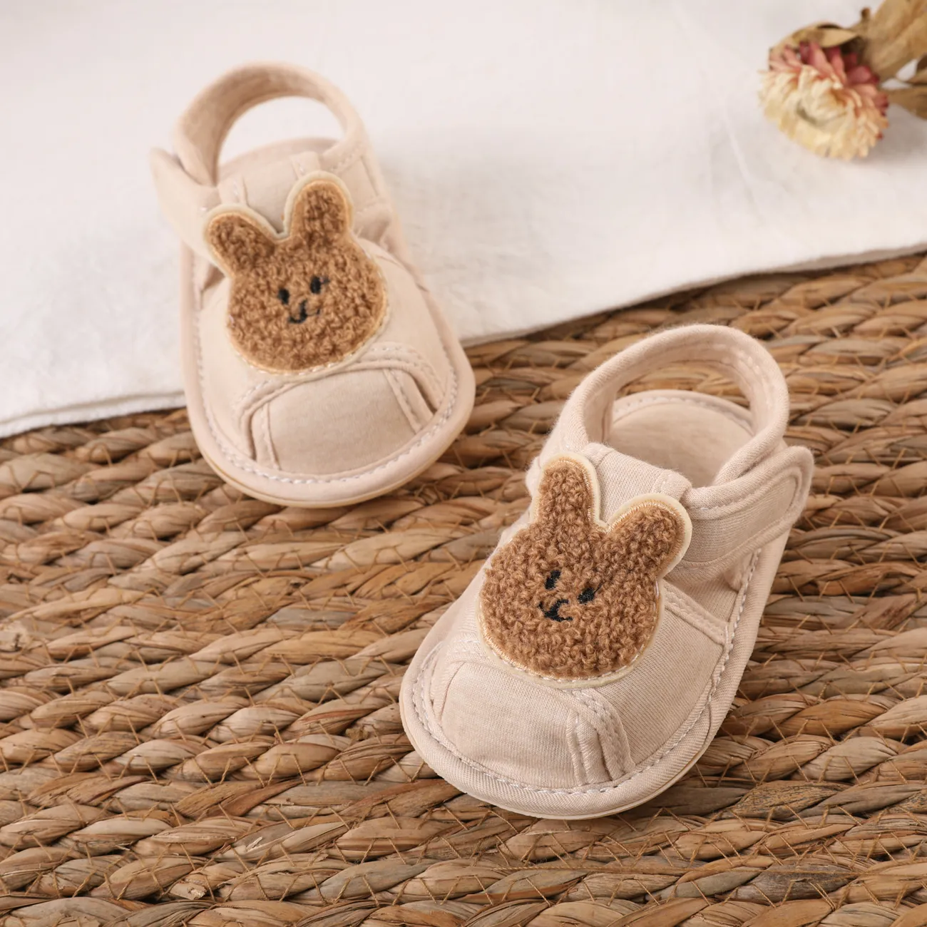 Baby/Toddler Color Cotton Non-slip Bottom Velcro Cartoon Shoes Khaki big image 1