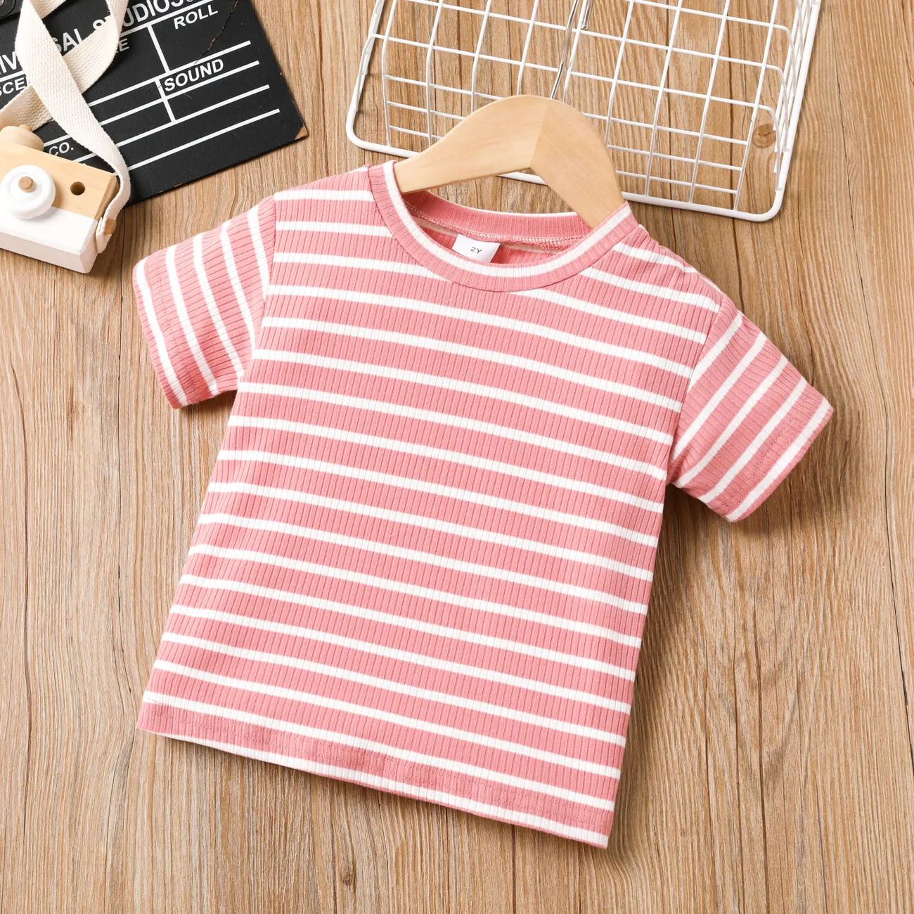 Kleinkinder Mädchen Süß Kurzärmelig T-Shirts rosa big image 1