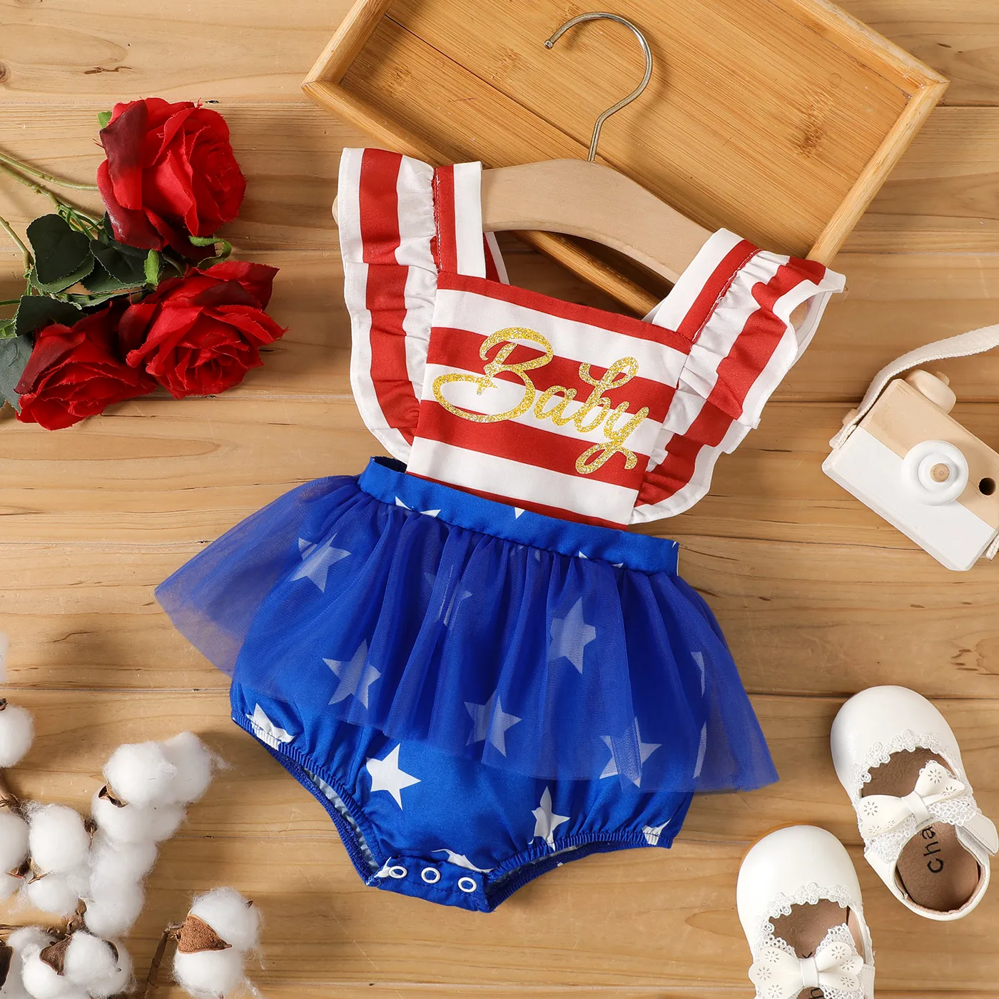 Independence Day Baby Girl Sleeveless Romper
