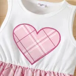 2-piece Toddler Girl Plaid Long-sleeve Coat Cardigan and Heart Sleeveless Tank Dress Set  image 5