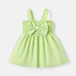 Baby Girl Solid Cotton Shirred Bow Front Tank Dress Green
