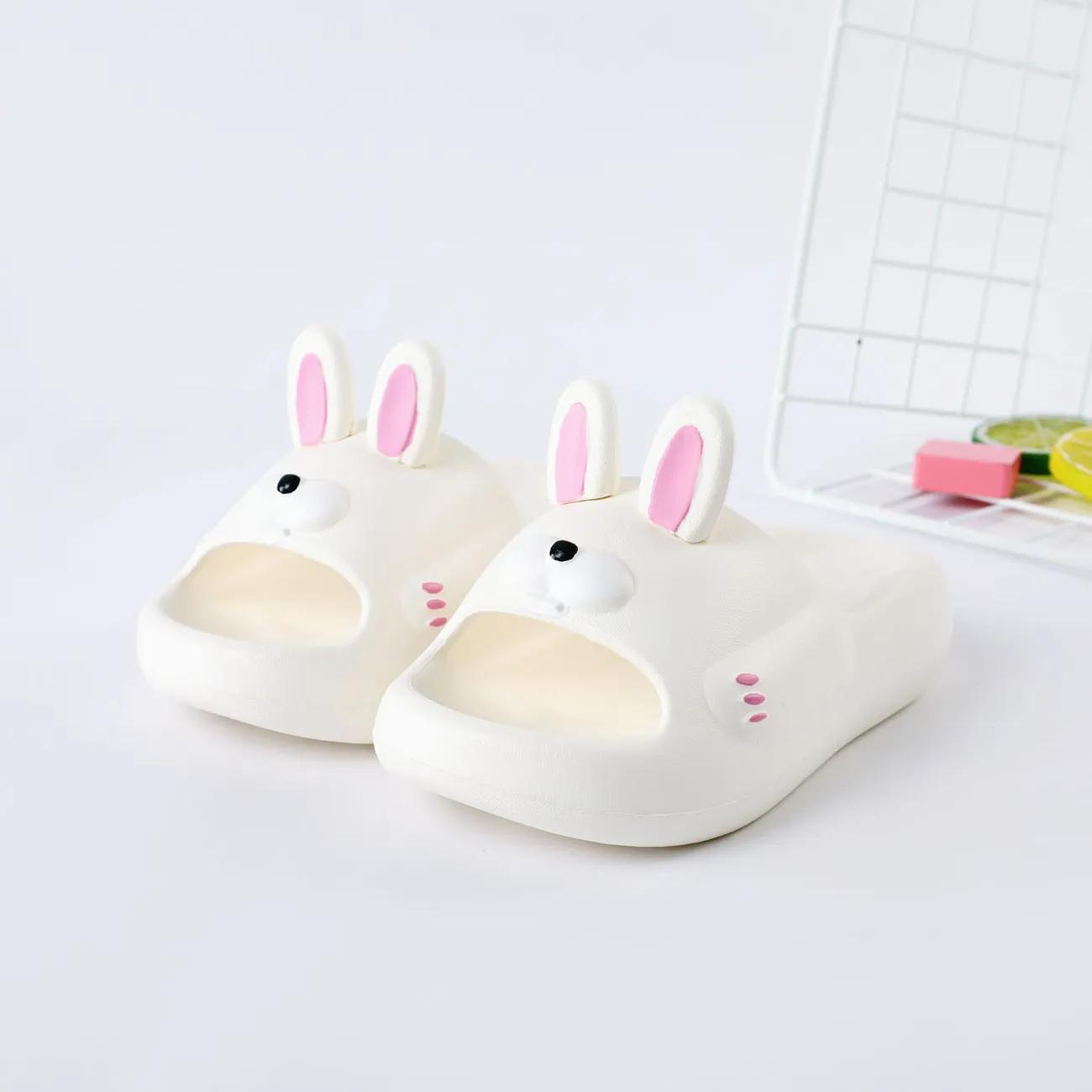 Toddler Rabbit Pattern Solid Slippers Beige big image 1