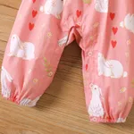 Baby Girl 100% Cotton Allover Rabbit Print Flutter-sleeve Jumpsuit  image 5