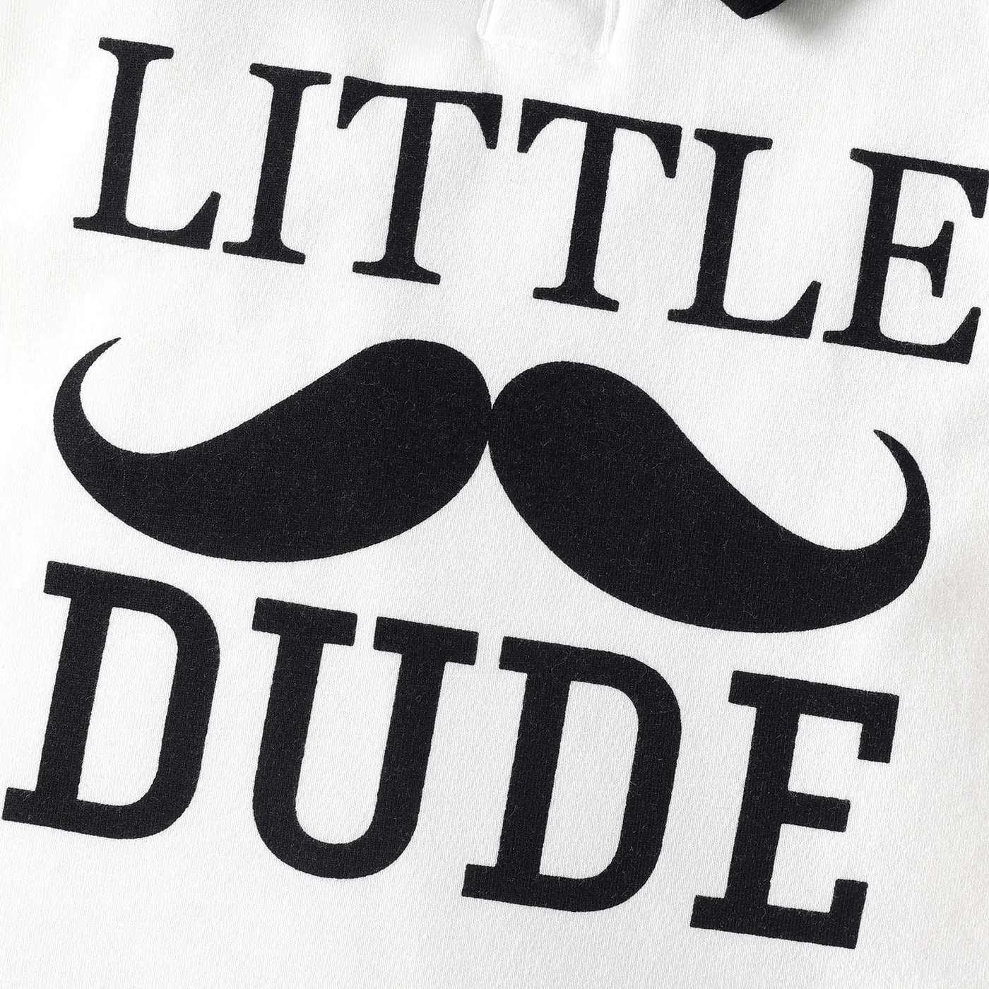 2pcs Baby Boy Cotton Letter Print Bow Tie Decor Polo Neck Short-sleeve Romper and Denim Shorts Set BlackandWhite image 4