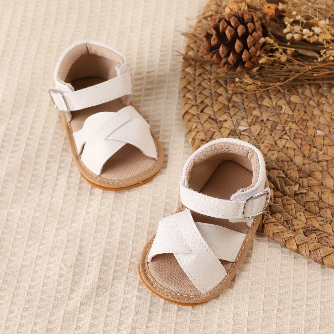 Baby Non-slip  Solid Cross-strap Toddler Sandals