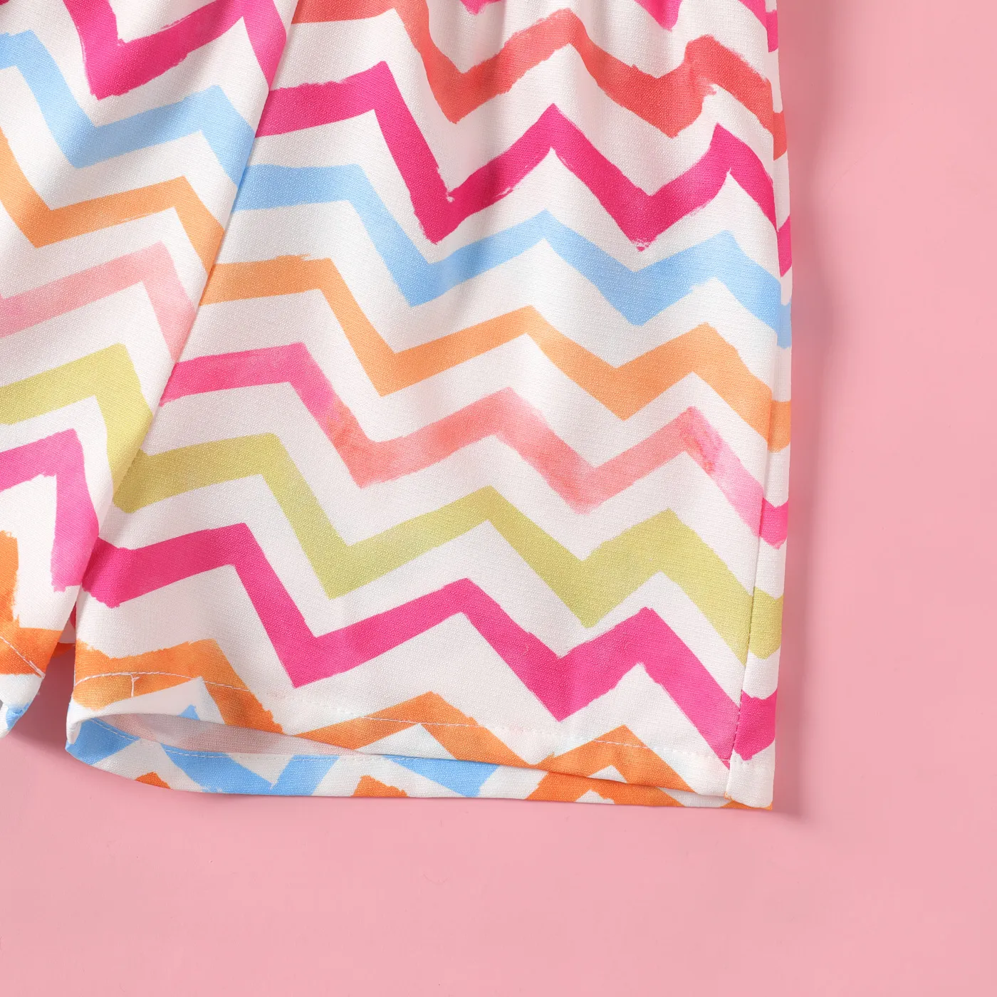 Toddler Girl Chevron Stripes Button Design Sleeveless Rompers Colorful image 5