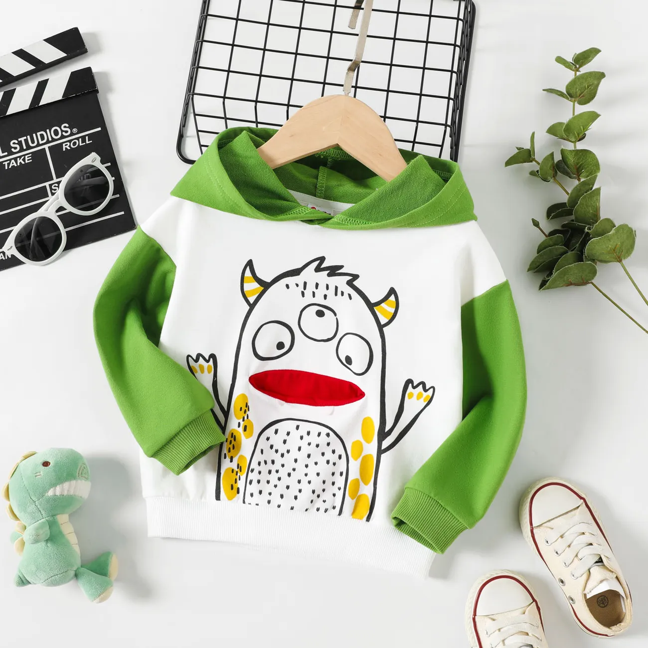 Toddler Boy Animal Print Colorblock Hoodie Sweatshirt big image 1