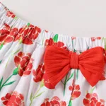 2pcs Toddler Girl Ruffled Short-sleeve Cotton Tee and Bowknot Design Floral Print Skirt Set  image 5