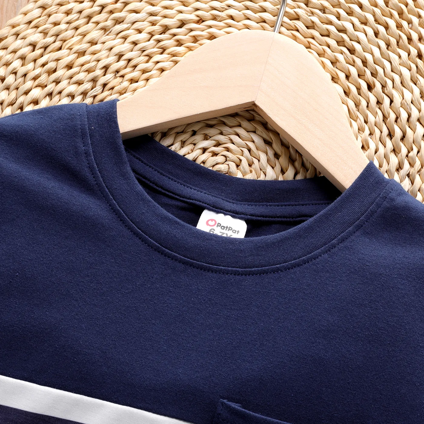 Naia Kid Boy Striped Panel Short-sleeve Patch Pocket Tee royalblue image 3