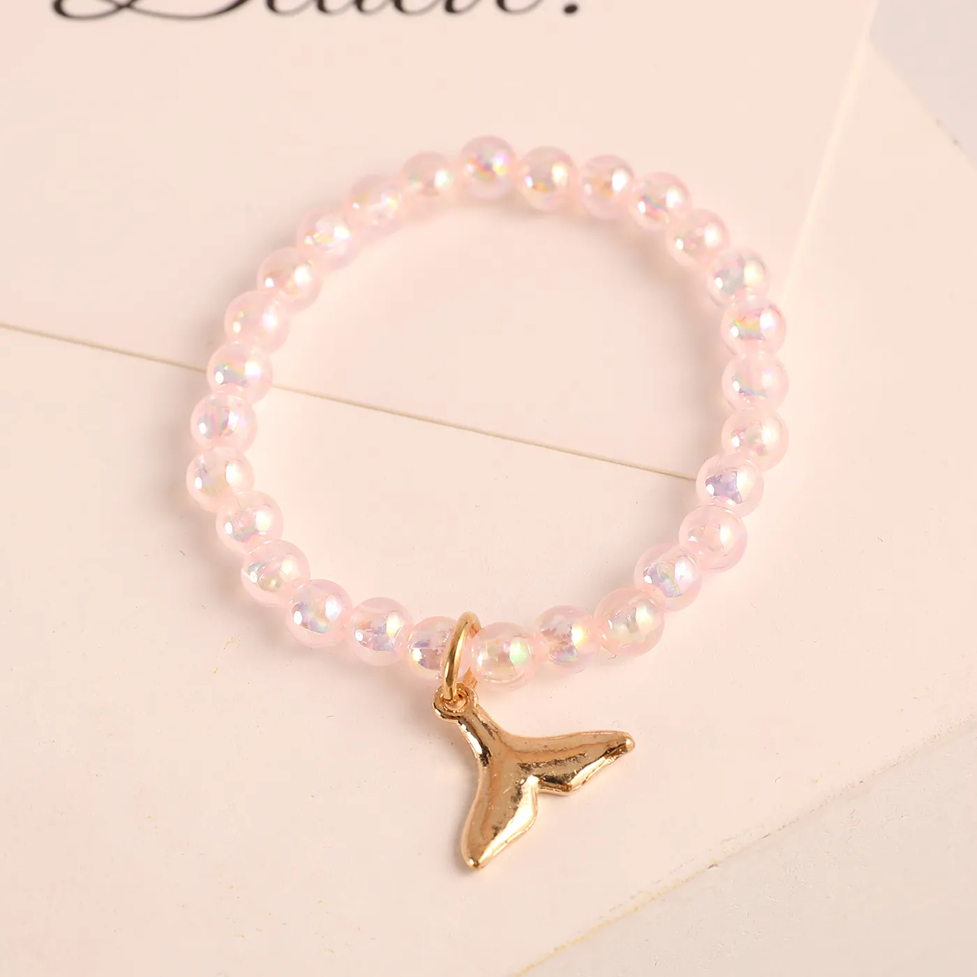 Toddler / Kid Unicorn or Mermaid Decor Beaded Bracelet (Random Bead Color) Light Pink image 2