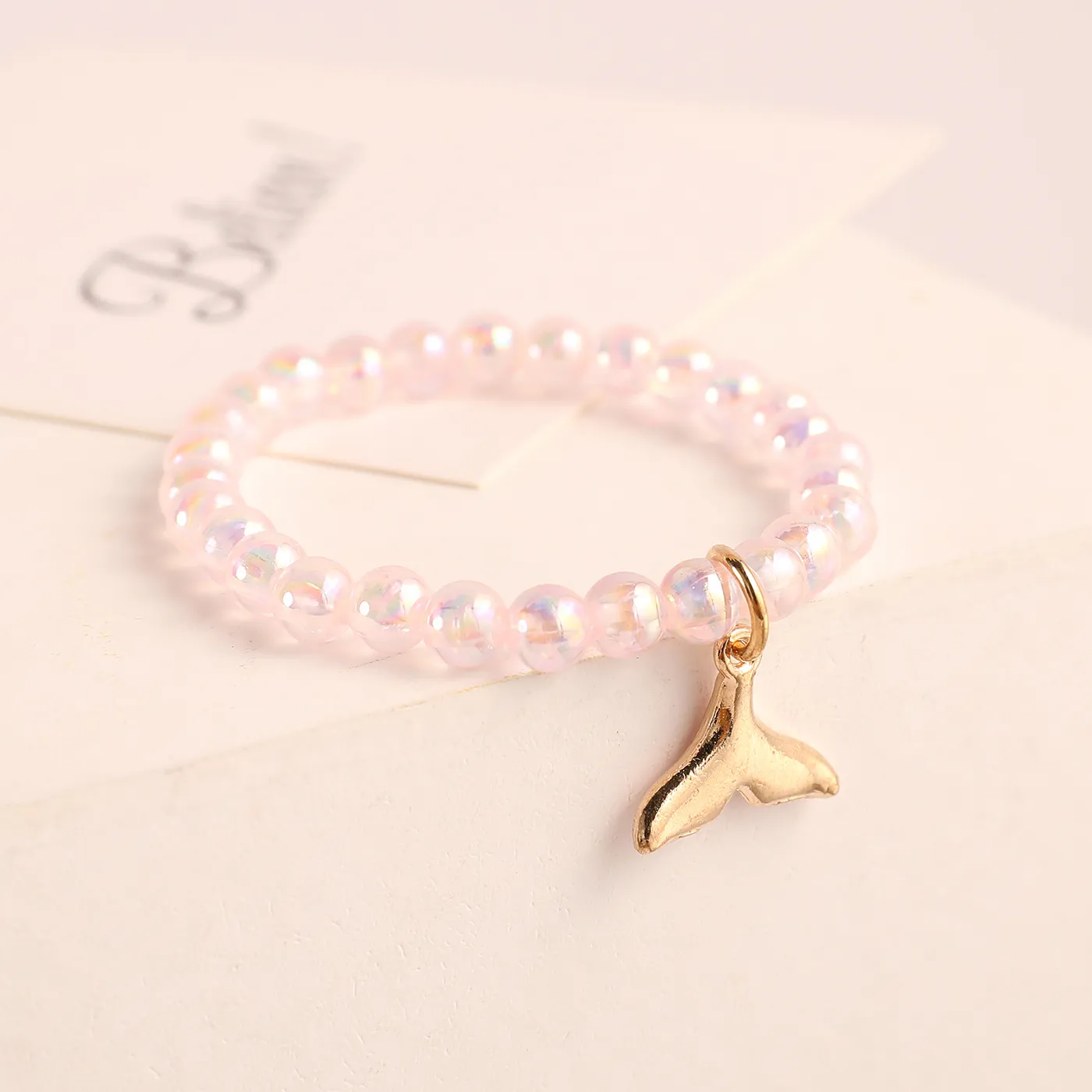 Toddler / Kid Unicorn or Mermaid Decor Beaded Bracelet (Random Bead Color) Light Pink big image 1